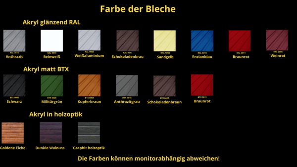 Blechgarage für zwei Autos, PREMIUM 6×6 Satteldach ,Farbe Anthrazit , verzinktes geschlossenes Profil – Bild 7