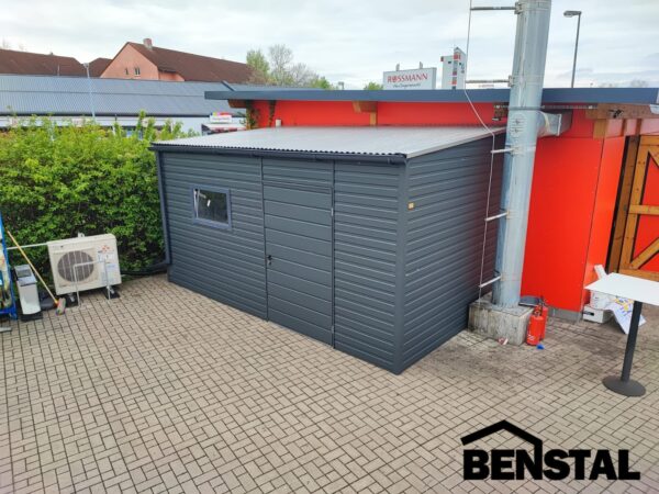 Garage Blechdach Front Anthrazit Werkzeughaus