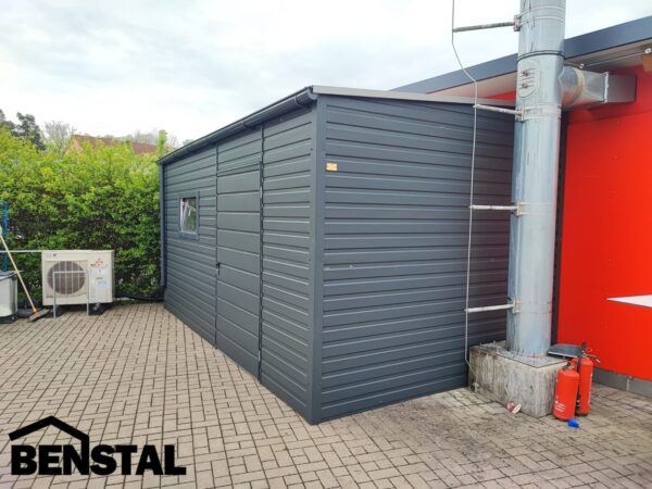 Garage Blechdach Front Anthrazit Werkzeughaus