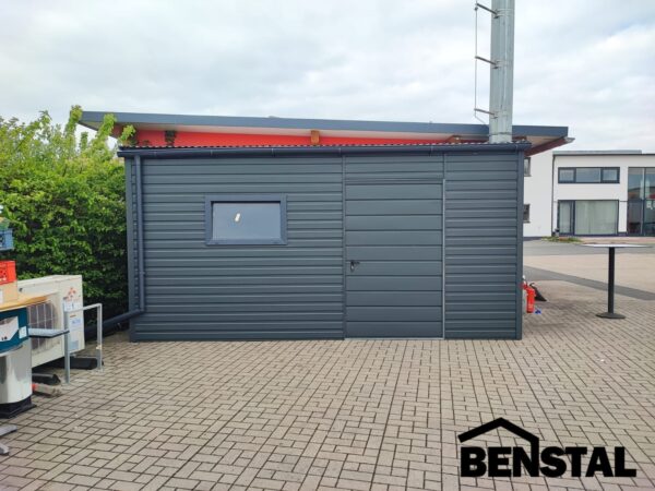 Garage Blechdach Front Anthrazit Werkzeughaus