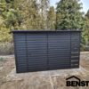 Gartenhaus-schraeg-nach-hinten-durchbrochener-Carport-anthrazit-