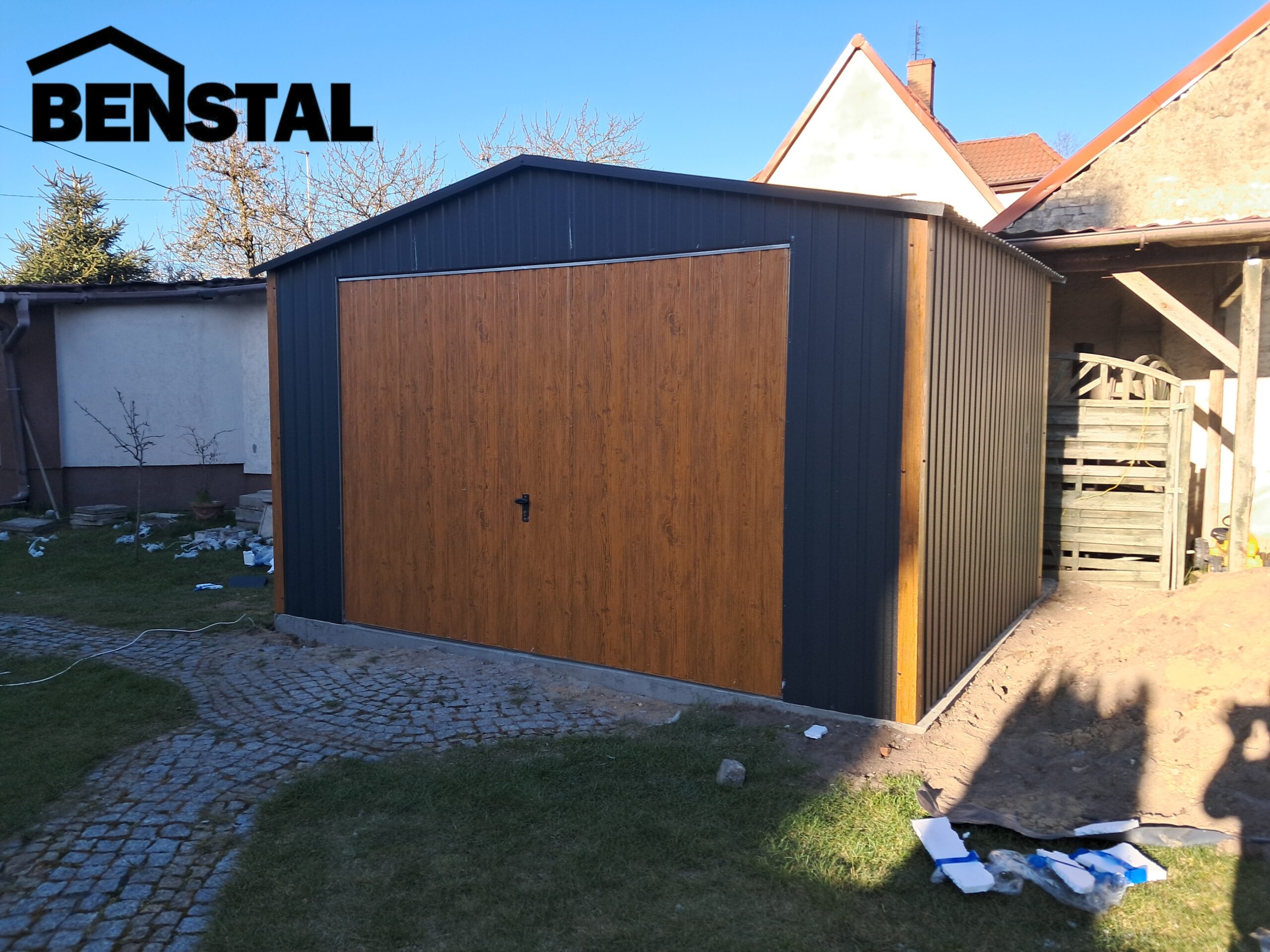 TIN GARAGE SINGLE GABLE Schwingtür anthrazit