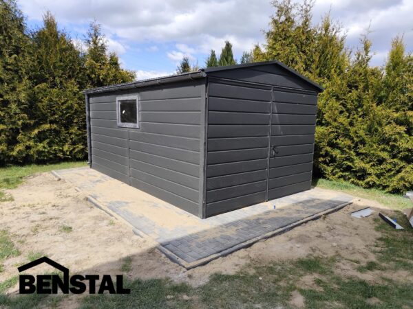 Garage Blechsatteldach 3x4 Anthrazit Stahlkonstruktion Blechgarage – Bild 2