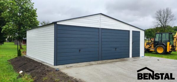 Blechgarage für zwei Autos, 8×6 Satteldach ,Farbe Weiß Anthrazit – Bild 2