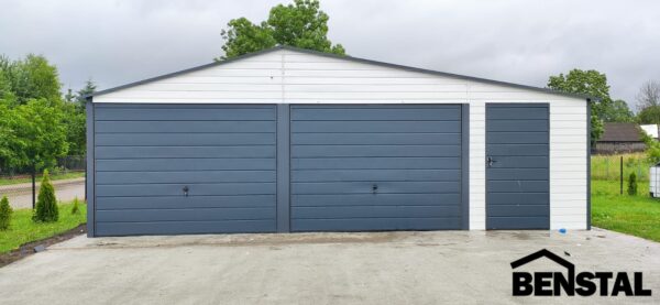Blechgarage für zwei Autos, 8×6 Satteldach ,Farbe Weiß Anthrazit