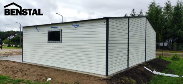 Blechgarage für zwei Autos, 8×6 Satteldach ,Farbe Weiß Anthrazit – Bild 3